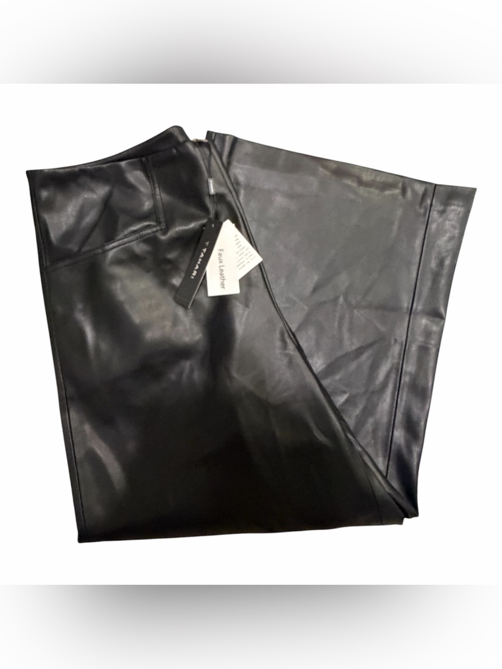 NWT T Tahari Black Faux Leather Wide Leg Women’s Pants Size 12